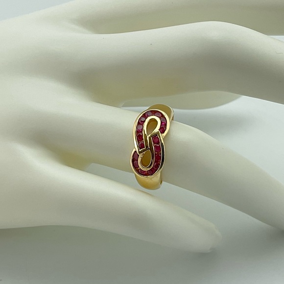 Infinity Ring, Genuine Ruby and 14Kt Yellow Gold, Size 6 - Picture 6 of 12